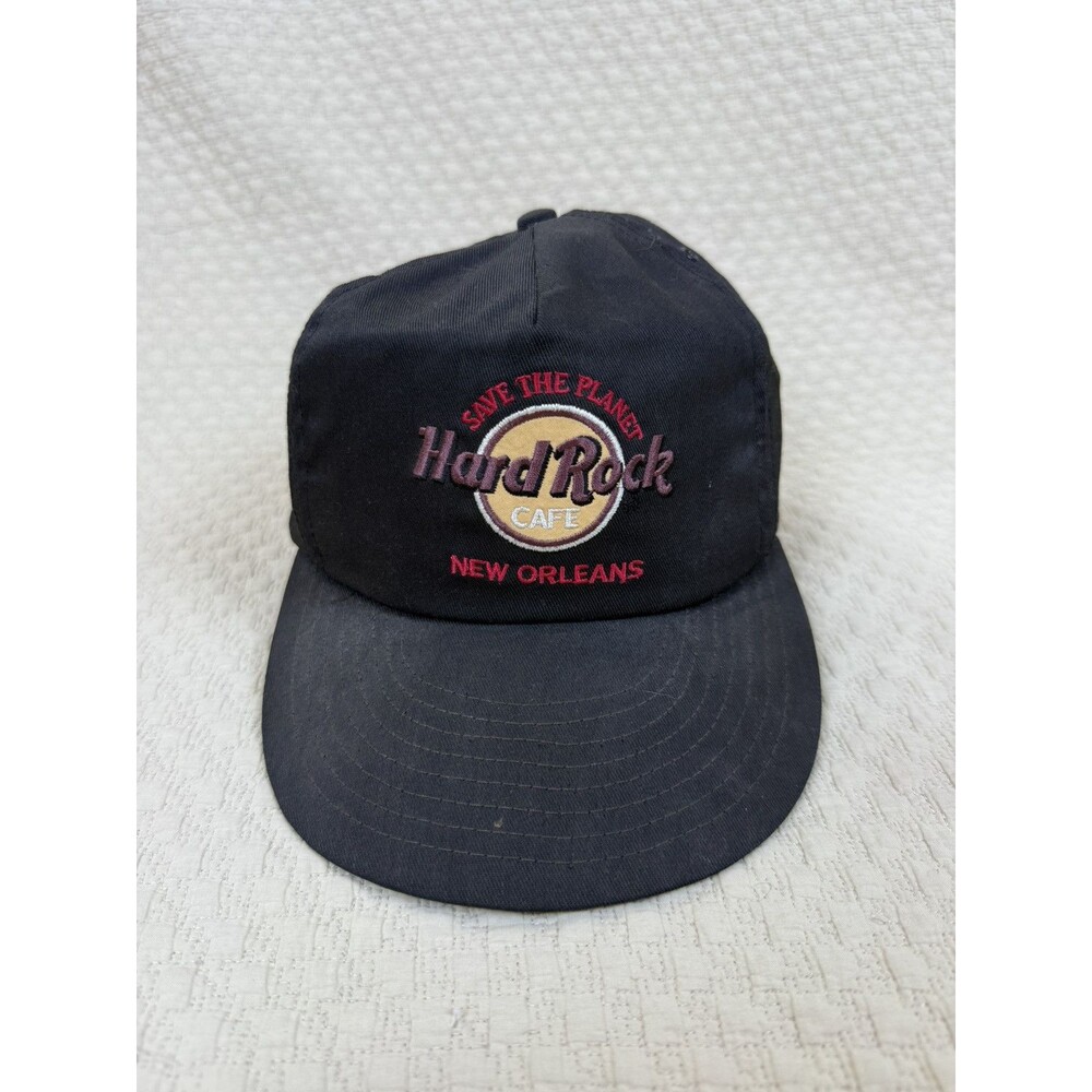 Hard Rock‎ Café Black Hat Cap New Orleans Save The Planet Adjustable Strap U.S.A